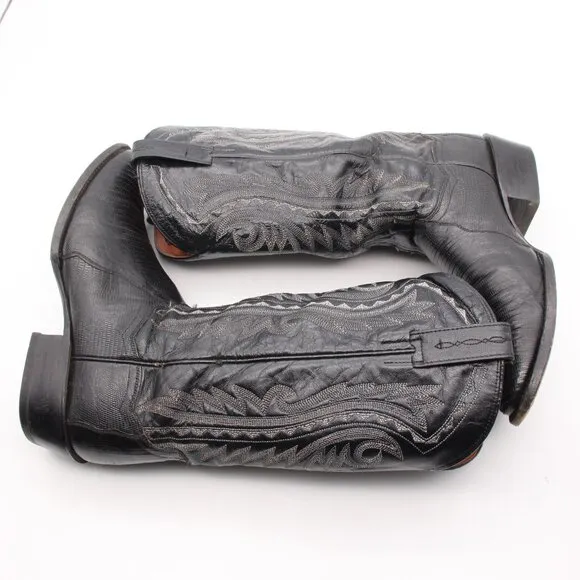 Dan Post Men's Size 9 D Black Lizard Skin Leather Cowboy Western Boots 2350