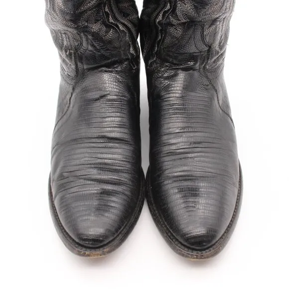 Dan Post Men's Size 9 D Black Lizard Skin Leather Cowboy Western Boots 2350