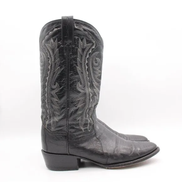 Dan Post Men's Size 9 D Black Lizard Skin Leather Cowboy Western Boots 2350