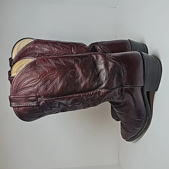 Dan Post Milwaukee BootWestern Cowboy Rodeo Ranch Pull-On Leather Burgandy 9 EW