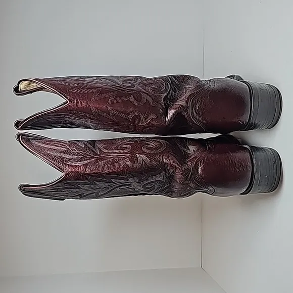 Dan Post Milwaukee BootWestern Cowboy Rodeo Ranch Pull-On Leather Burgandy 9 EW
