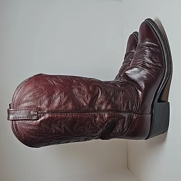Dan Post Milwaukee BootWestern Cowboy Rodeo Ranch Pull-On Leather Burgandy 9 EW