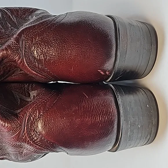 Dan Post Milwaukee BootWestern Cowboy Rodeo Ranch Pull-On Leather Burgandy 9 EW