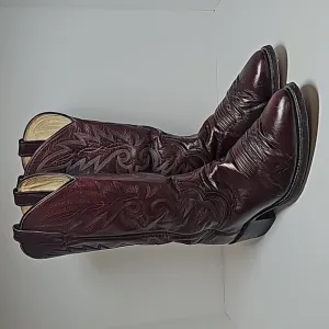 Dan Post Milwaukee BootWestern Cowboy Rodeo Ranch Pull-On Leather Burgandy 9 EW