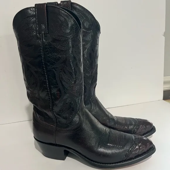 Dan Post Style 16682 Mens Maroon Leather Cowboy Western Pull On Boots Size 9 D