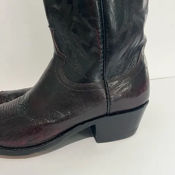 Dan Post Style 16682 Mens Maroon Leather Cowboy Western Pull On Boots Size 9 D