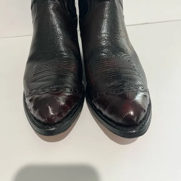 Dan Post Style 16682 Mens Maroon Leather Cowboy Western Pull On Boots Size 9 D