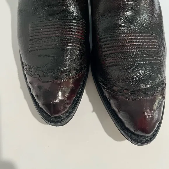 Dan Post Style 16682 Mens Maroon Leather Cowboy Western Pull On Boots Size 9 D