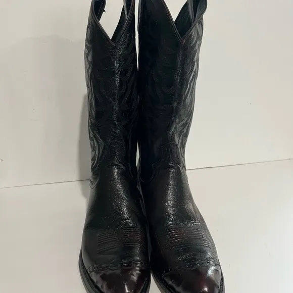 Dan Post Style 16682 Mens Maroon Leather Cowboy Western Pull On Boots Size 9 D