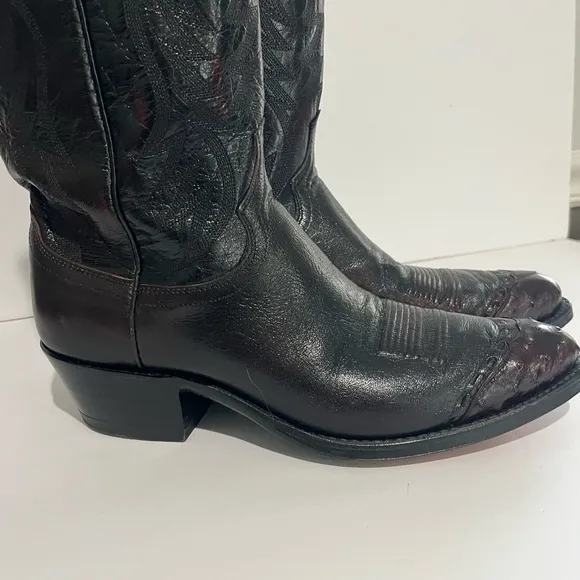 Dan Post Style 16682 Mens Maroon Leather Cowboy Western Pull On Boots Size 9 D