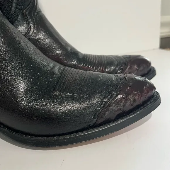 Dan Post Style 16682 Mens Maroon Leather Cowboy Western Pull On Boots Size 9 D