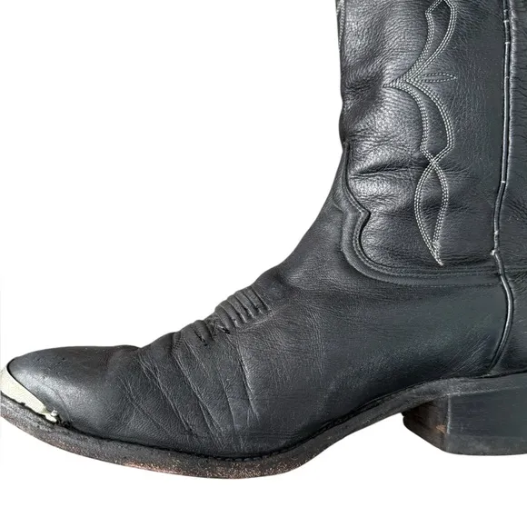 Dan POST Western Black Leather Cowboy Boots Sz.12 D
