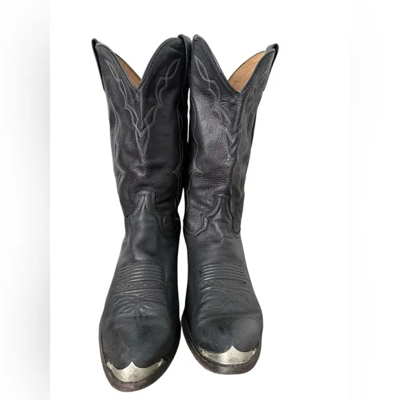Dan POST Western Black Leather Cowboy Boots Sz.12 D