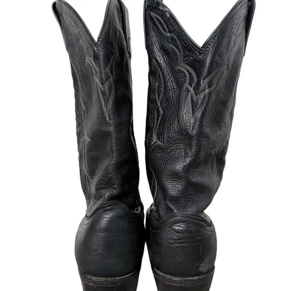 Dan POST Western Black Leather Cowboy Boots Sz.12 D