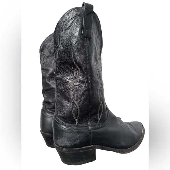 Dan POST Western Black Leather Cowboy Boots Sz.12 D