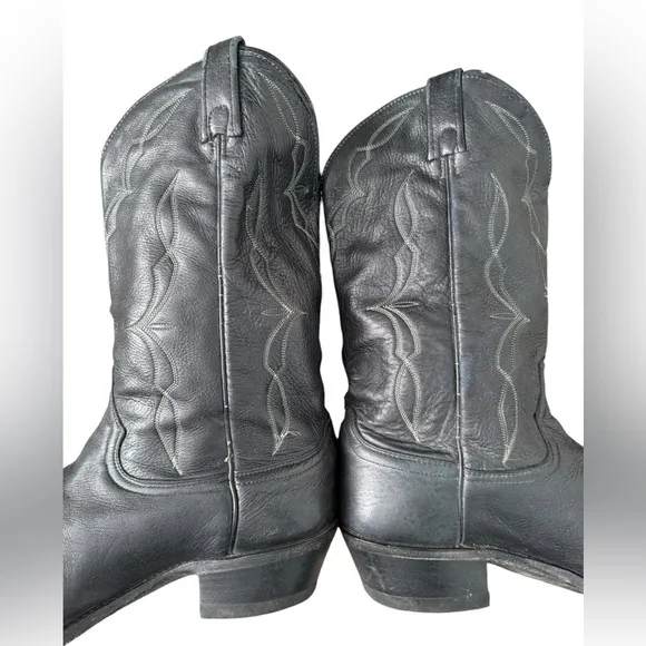 Dan POST Western Black Leather Cowboy Boots Sz.12 D