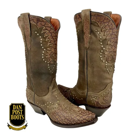 Dan Post | Women’s 9M | Western Brown Leather Snip Toe Heeled Pull On Boots 4787