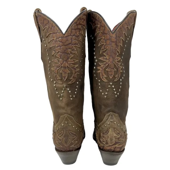 Dan Post | Women’s 9M | Western Brown Leather Snip Toe Heeled Pull On Boots 4787