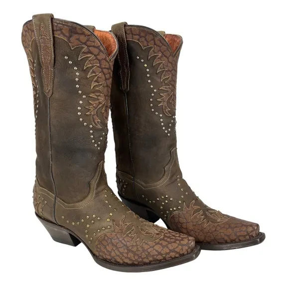 Dan Post | Women’s 9M | Western Brown Leather Snip Toe Heeled Pull On Boots 4787