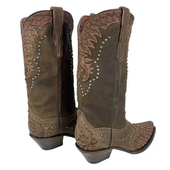 Dan Post | Women’s 9M | Western Brown Leather Snip Toe Heeled Pull On Boots 4787
