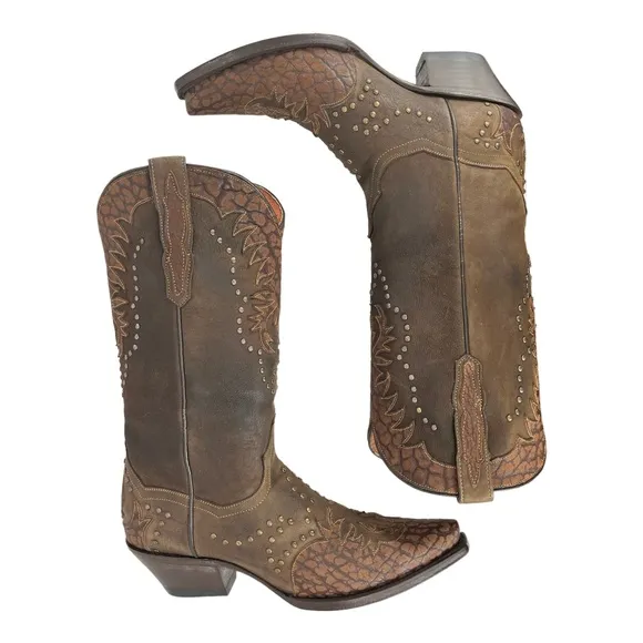 Dan Post | Women’s 9M | Western Brown Leather Snip Toe Heeled Pull On Boots 4787