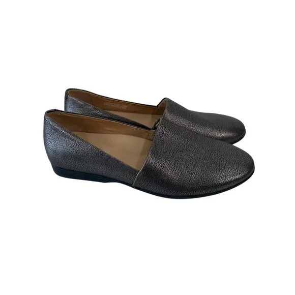 Dansko Larisa Womens Pewter Gray Metallic Leather Slip-On Loafers Size 36 Comfy