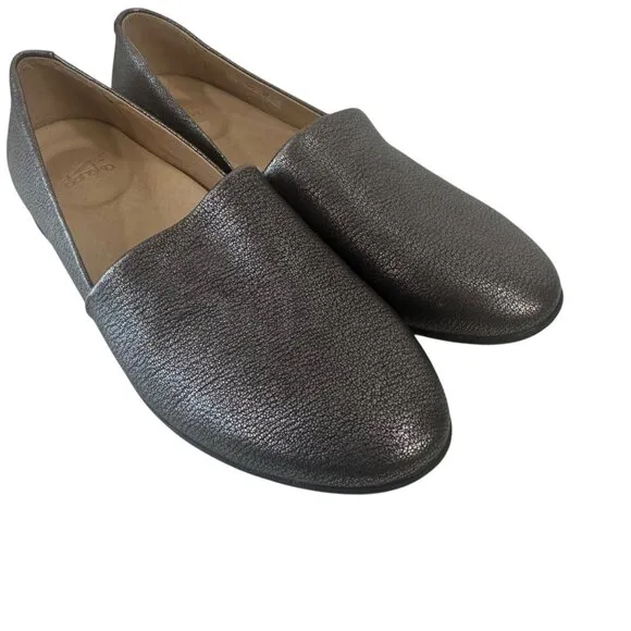Dansko Larisa Womens Pewter Gray Metallic Leather Slip-On Loafers Size 36 Comfy