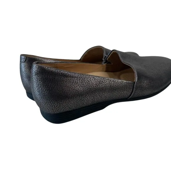 Dansko Larisa Womens Pewter Gray Metallic Leather Slip-On Loafers Size 36 Comfy