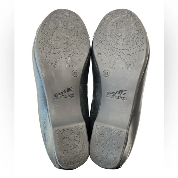 DANSKO Lisanne Black Leather Slip On Ballet Flats Womens Shoe Size 38 US 7.5 / 8