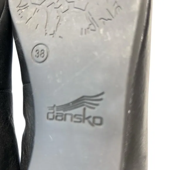 DANSKO Lisanne Black Leather Slip On Ballet Flats Womens Shoe Size 38 US 7.5 / 8