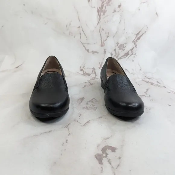 Dansko Loafer Women US 6 EUR 37 Black Low Top Slip On Flats Clog Shoe Farah