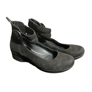 Dansko Lois Wedges Sandals Ankle Strap Nubuck Leather Black Women 7​
