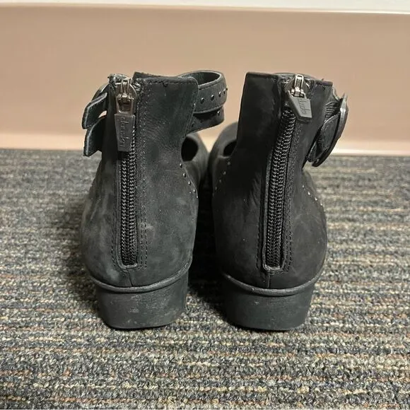 Dansko Lois Wedges Sandals Ankle Strap Nubuck Leather Black Women 7​