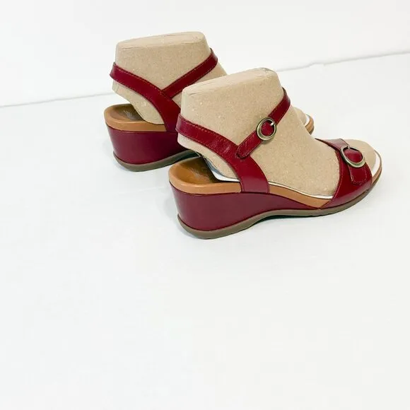 DANSKO NWB Sz 38 Red Leather Arielle Glazed Kid Comfort Sandals