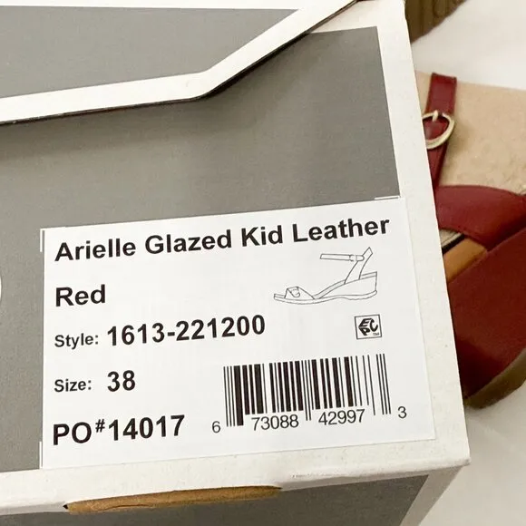 DANSKO NWB Sz 38 Red Leather Arielle Glazed Kid Comfort Sandals