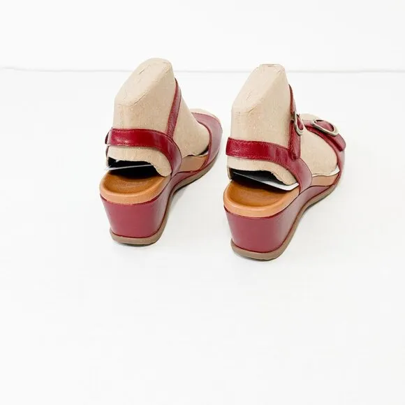 DANSKO NWB Sz 38 Red Leather Arielle Glazed Kid Comfort Sandals
