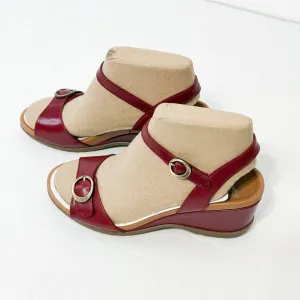 DANSKO NWB Sz 38 Red Leather Arielle Glazed Kid Comfort Sandals