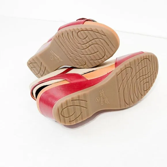 DANSKO NWB Sz 38 Red Leather Arielle Glazed Kid Comfort Sandals