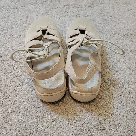 Dansko Riona Women's Beige Suede Lace up Sandals Size 8.5-9