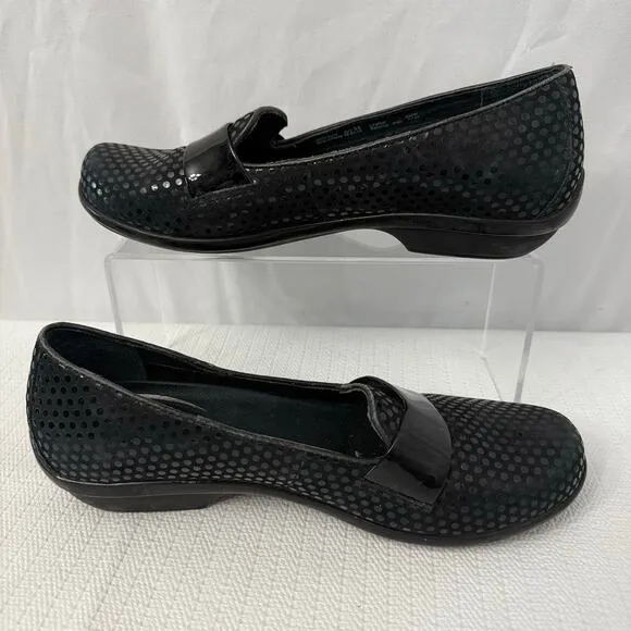 Dansko Shoes Womens Size 8 Oksana Loafers Black Leather Dot Comfort Slip On 38