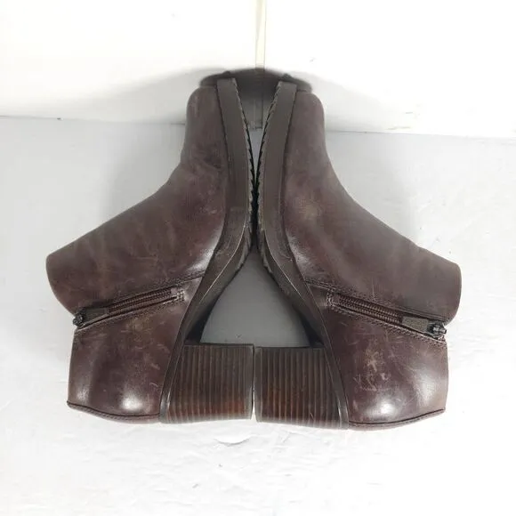DANSKO Women's Amelia US 7-7,5 EU 38 Brown Leather Zip Block Heel Ankle Boots