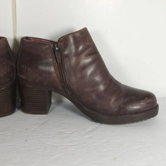 DANSKO Women's Amelia US 7-7,5 EU 38 Brown Leather Zip Block Heel Ankle Boots