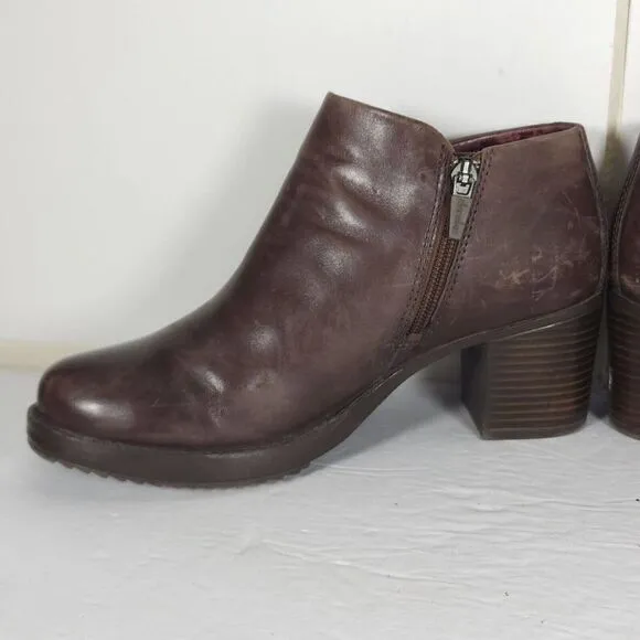 DANSKO Women's Amelia US 7-7,5 EU 38 Brown Leather Zip Block Heel Ankle Boots