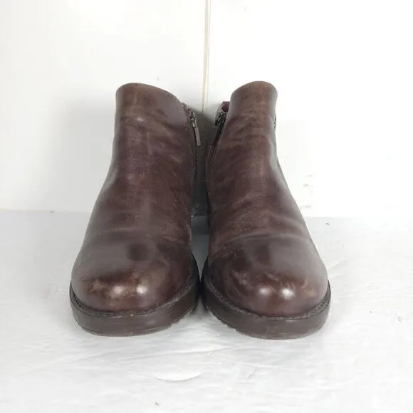 DANSKO Women's Amelia US 7-7,5 EU 38 Brown Leather Zip Block Heel Ankle Boots