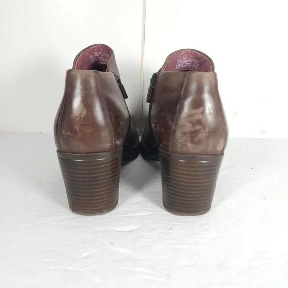 DANSKO Women's Amelia US 7-7,5 EU 38 Brown Leather Zip Block Heel Ankle Boots