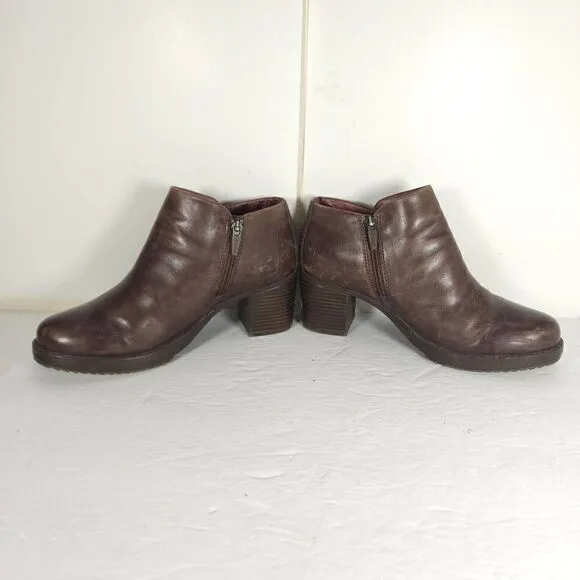 DANSKO Women's Amelia US 7-7,5 EU 38 Brown Leather Zip Block Heel Ankle Boots