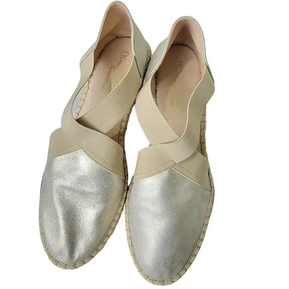 David Tate Suede Espadrille Platform Wedge Sandals Women 39 8.5 Silver Shoes 8.5