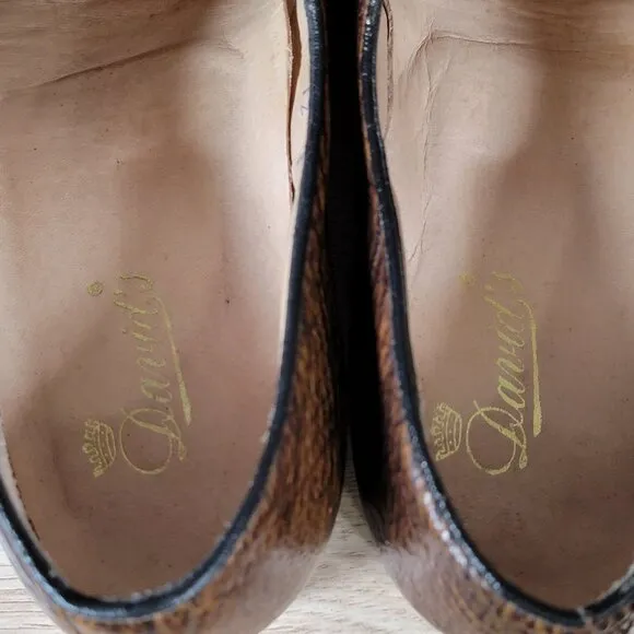 Davids Shoes Mens Size 12 B Narrow Brown Loafers Shark Skin Leather Round Toe