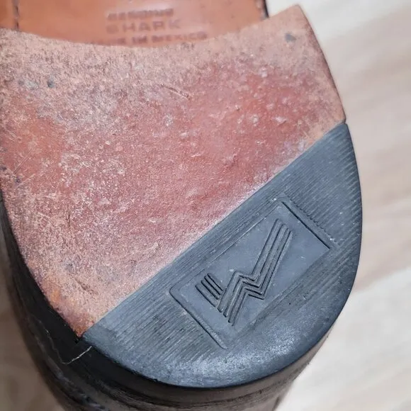 Davids Shoes Mens Size 12 B Narrow Brown Loafers Shark Skin Leather Round Toe