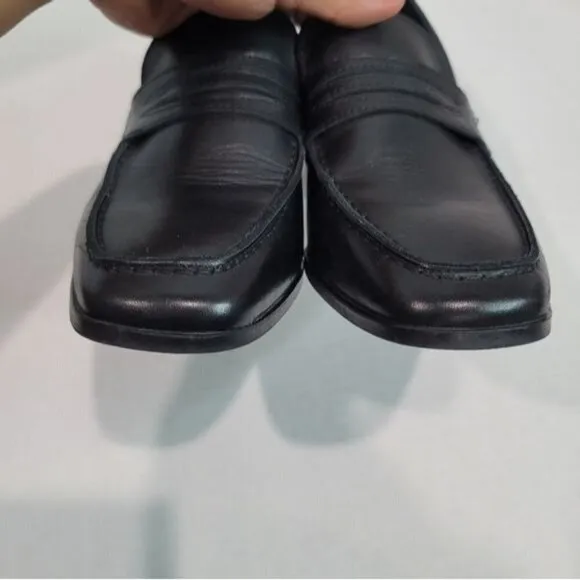 Depp Leather Square Toe Heeled Loafers Size 39